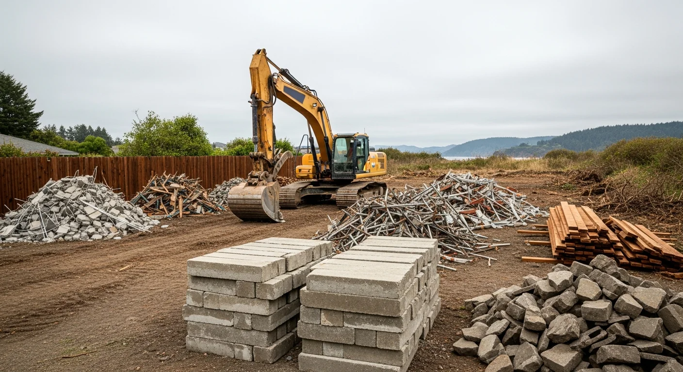 Demolition crew removing structure in Humboldt County