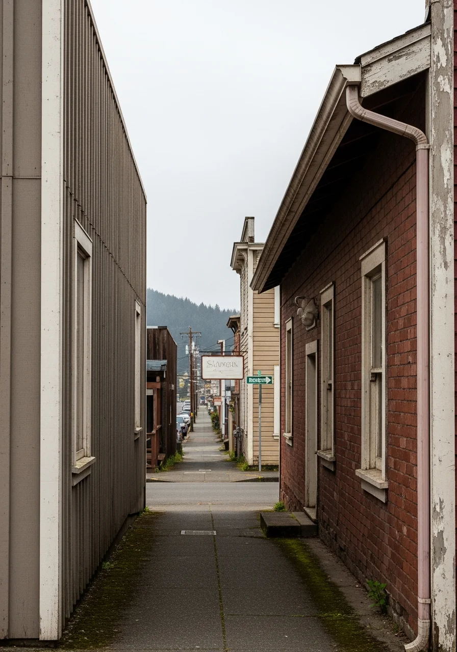 Humboldt County community street scene with local buildings and natural surroundings.