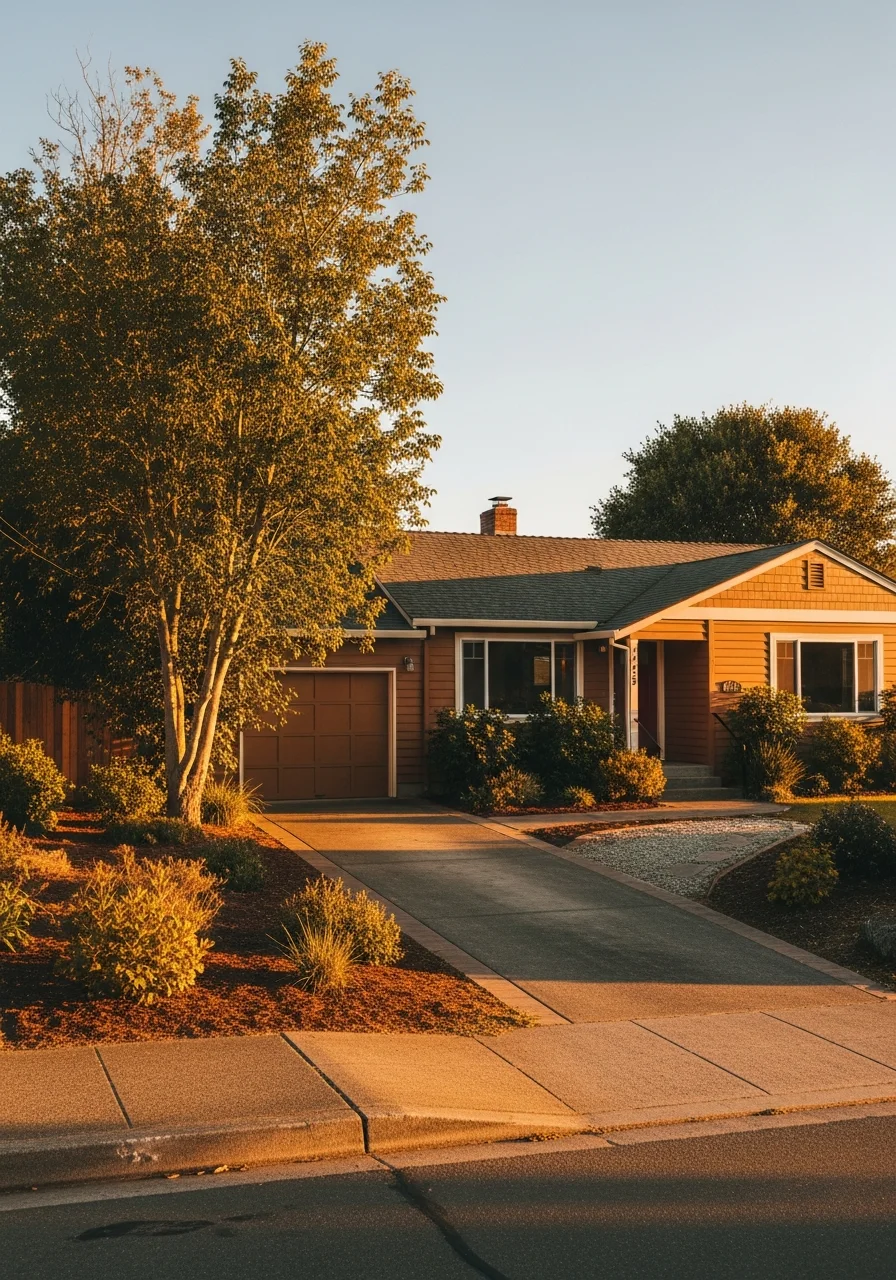 McKinleyville family home with driveway and front entrance in afternoon light.